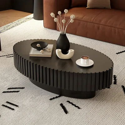Streamdale Furniture Streamdale Oval Relief Coffee Table - Wooden Pedestal