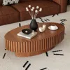 Streamdale Furniture Streamdale Oval Relief Coffee Table - Wooden Pedestal