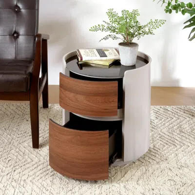 Streamdale Furniture Streamdale Oval Side Table - Modern Design, Smart Storage