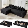 Streamdale Furniture Streamdale Oversize Cloud Sectional Couch, L-shape Sofa Bed, 8 Pillows, Corduroy, Black In Black