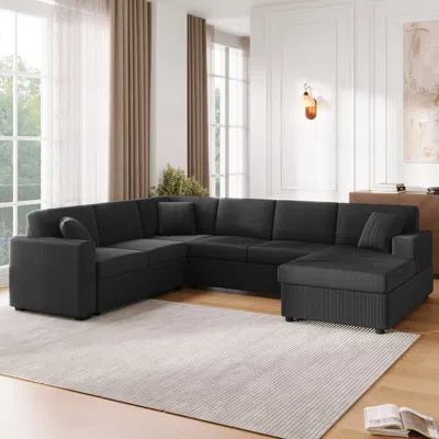 Streamdale Furniture Streamdale Oversized 115.3" U-shaped Sectional Sofa With Chaise Lounge - Black