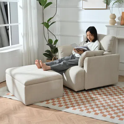Streamdale Furniture Streamdale Oversized Accent Chair W/ Ottoman - Modern Lounge Reading Chair In Brown