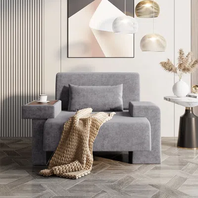 Streamdale Furniture Streamdale Oversized Armchair: Wide Mid-century Chair With Pillow