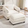 Streamdale Furniture Streamdale Oversized Boucle Sofa Bed With Ottoman