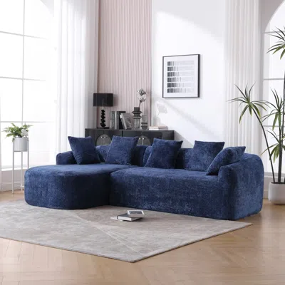 Streamdale Furniture Streamdale Oversized Boucle Sofa With Chaise (left Facing, Blue)