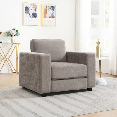 Streamdale Furniture Streamdale Oversized Chenille Accent Chair, Washable Cover, Light Brown