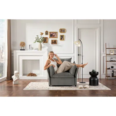 Streamdale Furniture Streamdale Oversized Chenille Armchair For Living Room And Bedroom