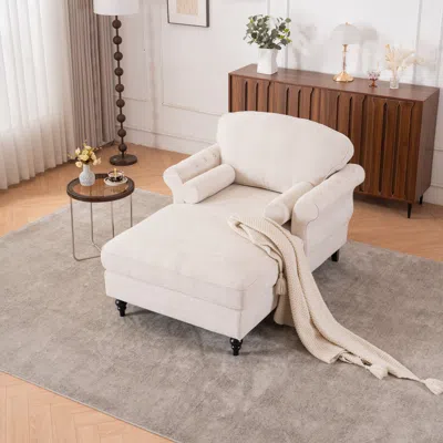 Streamdale Furniture Streamdale Oversized Chenille Chaise Lounge Sofa Bed - 5 Colors