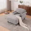 Streamdale Furniture Streamdale Oversized Chenille Chaise Lounge Sofa Bed - 5 Colors In Gray