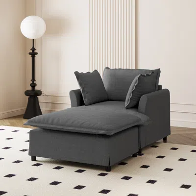 Streamdale Furniture Streamdale Oversized Chenille Chaise Sofa Bed With Ottoman