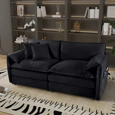 Streamdale Furniture Streamdale Oversized Chenille Loveseat Sofa - Black