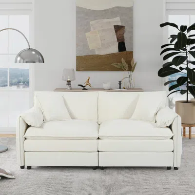 Streamdale Furniture Streamdale Oversized Chenille Loveseat Sofa - Comfy Deep Seat, Beige