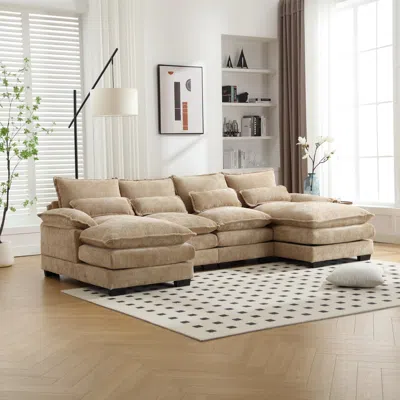 Streamdale Furniture Streamdale Oversized Chenille U-shape Sofa, Fabric & Wood