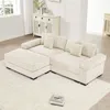 Streamdale Furniture Streamdale Oversized Cloud Modular L-shape Sectional Couch With Ottoman, Cream