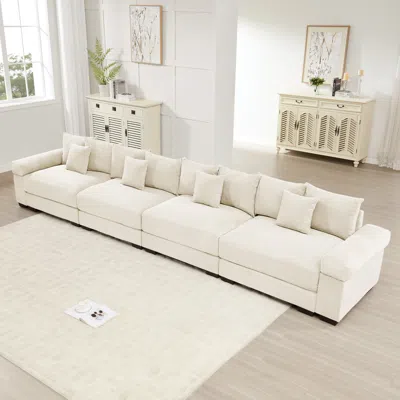 Streamdale Furniture Streamdale Oversized Cloud Modular Sectional Couch, Premium Corduroy 3-seater, 12 Pillows, Cream
