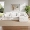 Streamdale Furniture Streamdale Oversized Cloud Sectional Couch With Ottoman, Velvet Sofa, Removable Pillows, Beige In White