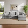 Streamdale Furniture Streamdale Oversized Cloud Sectional Couch With Ottoman, Velvet Sofa, Removable Pillows, Gray In Gray