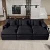 Streamdale Furniture Streamdale Oversized Cloud Sectional Sofa Sleeper W/ Ottomans & Pillows - Black