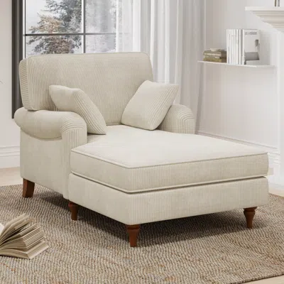 Streamdale Furniture Streamdale Oversized Corduroy Chaise Lounge With Pillows