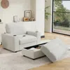 Streamdale Furniture Streamdale Oversized Corduroy Chaise Lounge With Storage Ottoman, Cup Holders & Usb
