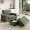 Streamdale Furniture Streamdale Oversized Corduroy Chaise Lounge With Storage Ottoman, Cup Holders & Usb