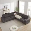 Streamdale Furniture Streamdale Oversized Corduroy Corner Sofa W/ Storage, Usb, Cup-holder (not Combinable) In Gray