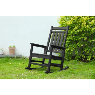 Streamdale Furniture Streamdale Oversized Grey Rocker, Wood-look, Weather-resistant For Porch/garden