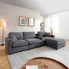 Streamdale Furniture Streamdale Oversized L-shaped Sectional Sofa With Drop Down Table & Storage Ottoman In Gray