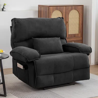 Streamdale Furniture Streamdale Oversized Manual Recliner Chair Sofa For Living Room In Black