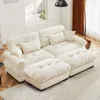 Streamdale Furniture Streamdale Oversized Modern Velvet Two-seater Sofa With Ottoman, Cream