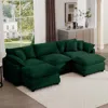 Streamdale Furniture Streamdale Oversized Modular Cushion Sofa With Ottoman, L-shaped Corner Sofa Bed, Green Corduroy