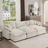 Streamdale Furniture Streamdale Oversized Modular Cushioned Sofa With 3 Ottomans, Sleeper Sofa Bed, 6-piece Set, Light Be