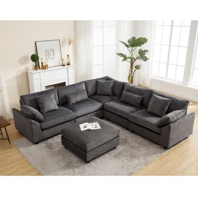 Streamdale Furniture Streamdale Oversized Modular Sectional Sofa: Corduroy Comfort For The Living Room