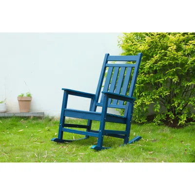 Streamdale Furniture Streamdale Oversized Navy Outdoor Rocker, Weather-resistant, Wood-texture