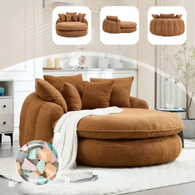 Streamdale Furniture Streamdale Oversized Oval Upholstered Bean Bag Sofa With 3 Large & 2 Small Pillows