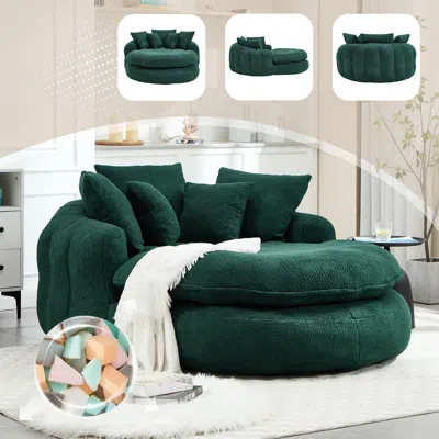 Streamdale Furniture Streamdale Oversized Oval Upholstered Bean Bag Sofa With 5 Pillows & Wrap Around Backrest