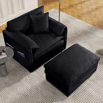 Streamdale Furniture Streamdale Oversized Recliner Chair With Ottoman - Black