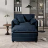 Streamdale Furniture Streamdale Oversized Recliner Chair With Ottoman - Blue Chenille