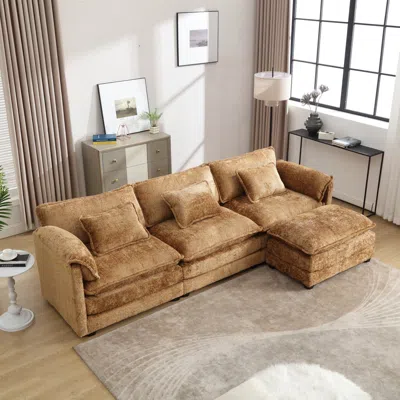 Streamdale Furniture Streamdale Oversized Sectional Cloud Couch, Modern Chenille L Shape, Ottoman & Memory Foam