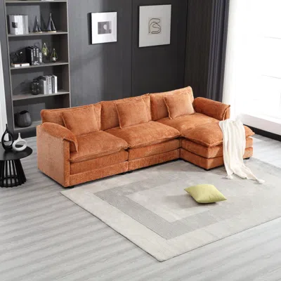 Streamdale Furniture Streamdale Oversized Sectional Cloud Couch, Modern Chenille L Shape, Ottoman & Memory Foam