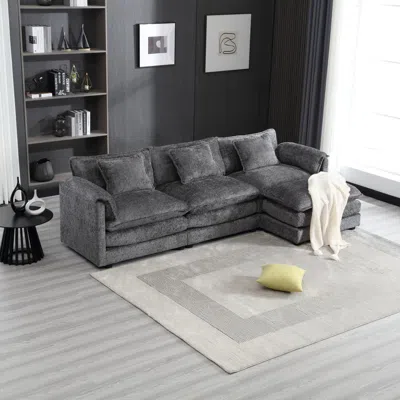 Streamdale Furniture Streamdale Oversized Sectional Cloud Couch, Modern Chenille L Shape, Ottoman & Memory Foam