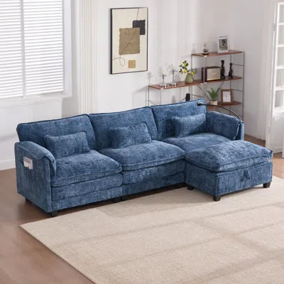 Streamdale Furniture Streamdale Oversized Sectional Sofa Cloud Couch W/ Ottoman, Usb & Phone Holder