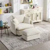 Streamdale Furniture Streamdale Oversized Swivel Accent Chair With Ottoman & Pillows In White