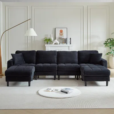 Streamdale Furniture Streamdale Oversized U-shaped Corduroy Sectional Sofa With Ottomans