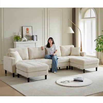 Streamdale Furniture Streamdale Oversized U-shaped Modular Sofa With Ottomans And Pillows
