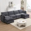 Streamdale Furniture Streamdale Oversized Velvet Modular Sofa U-shape Couch With Ottomans & Pillows