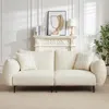 Streamdale Furniture Streamdale Oversized White Sherpa Loveseat Sofa With Metal Legs & Pillows