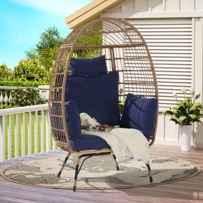Streamdale Furniture Streamdale Oversized Wicker Egg Chair W/ Cushion & Pillow