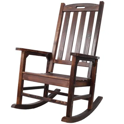 Streamdale Furniture Streamdale Oversized Wooden Rocking Chair - Wide Seat, Tall Back, Brown