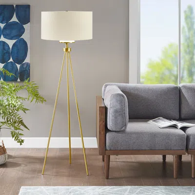 Streamdale Furniture Streamdale Pacific Metal Tripod Floor Lamp With Glass Shade